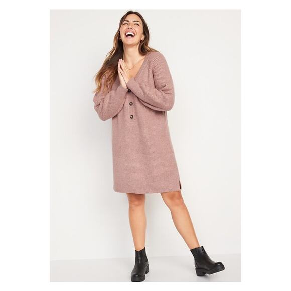 Old Navy Dresses & Skirts - Old Navy Brown Long Sleeve Rib Knit Mini Sweater Dress Sz.XL NWT